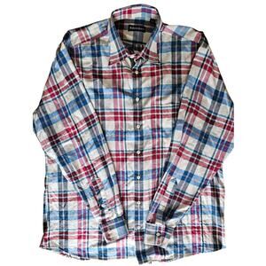 Bullock & Jones Plaid Button Up Long Sleeve Shirt 100% Imported Cotton, Sz L